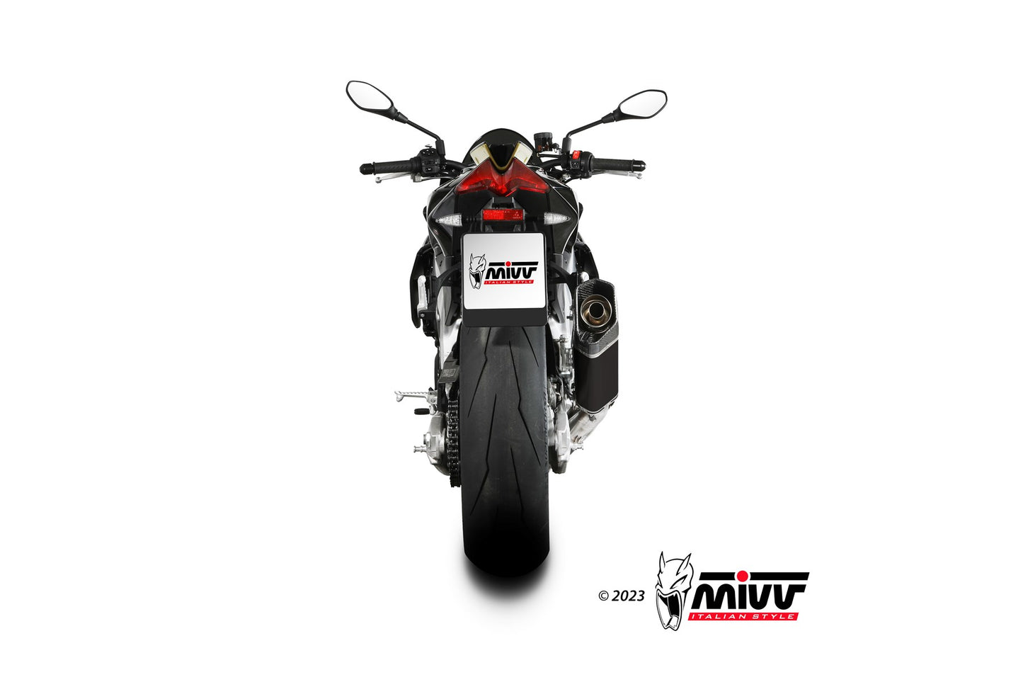 MIVV Slip-on, SR-1 Black Titanium, Standard Exhaust For Aprilia RSV4/Tuono V4 1100 2021-2023