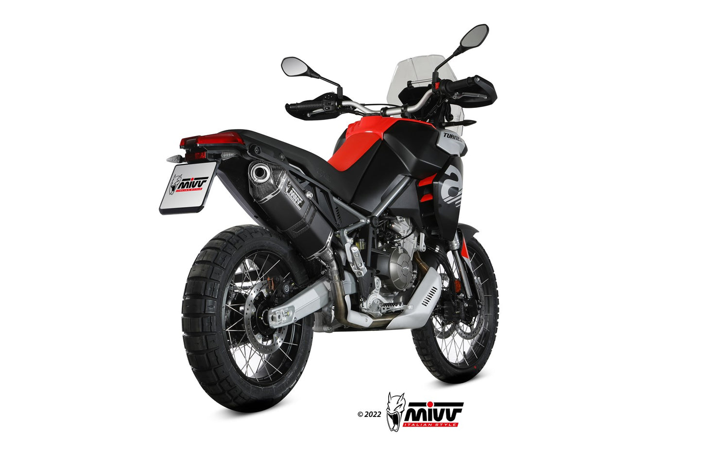 MIVV Slip-on, Speed Edge Black Stainless Steel, Standard Exhaust For Aprilia Tuareg 660 2022-2023
