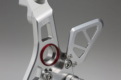 AELLA Riding Step Kit (Rearsets) for the Ducati Supersport 939 / 950 - Silver/Black