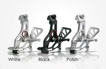 AELLA Riding Step Kit (Rearsets) for the Ducati Supersport 939 / 950 - Silver/Black