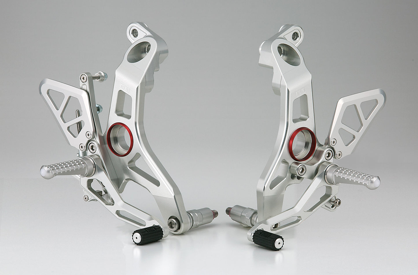 AELLA Riding Step Kit (Rearsets) for the Ducati Supersport 939 / 950 - Silver/Black
