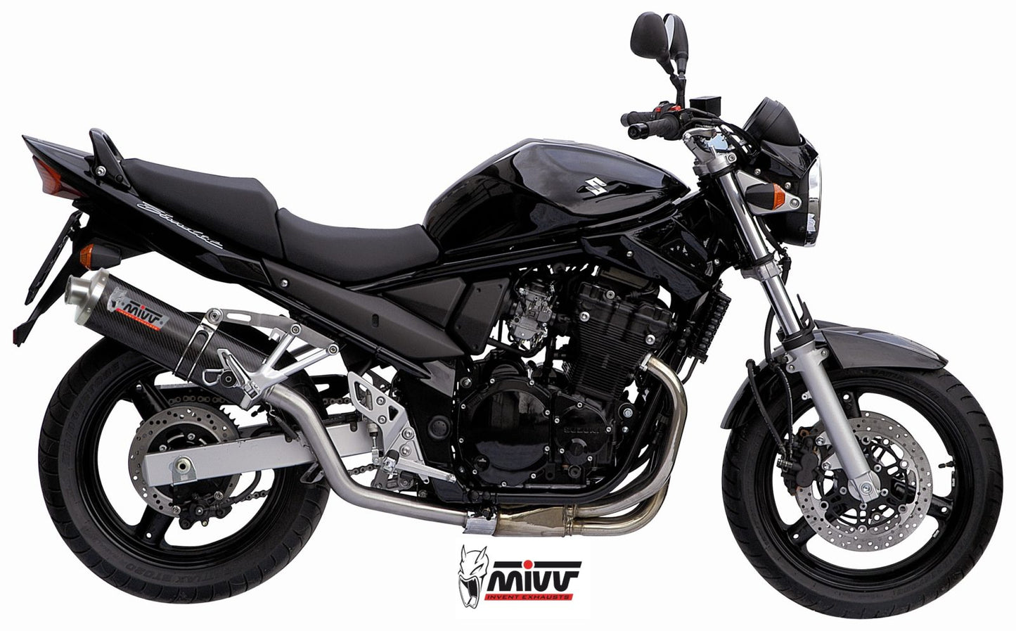 MIVV Slip-on, Oval Carbon, Alto/High up Exhaust For Suzuki Bandit 650 2005-2006