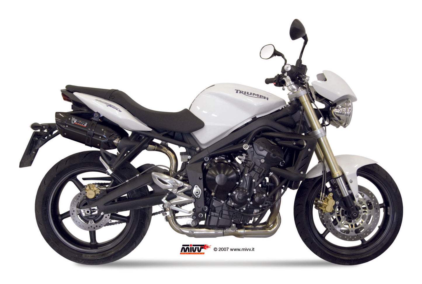 MIVV 2 Slip-on, Suono Black, Standard Exhaust For Triumph Street Triple 675 2007-2012