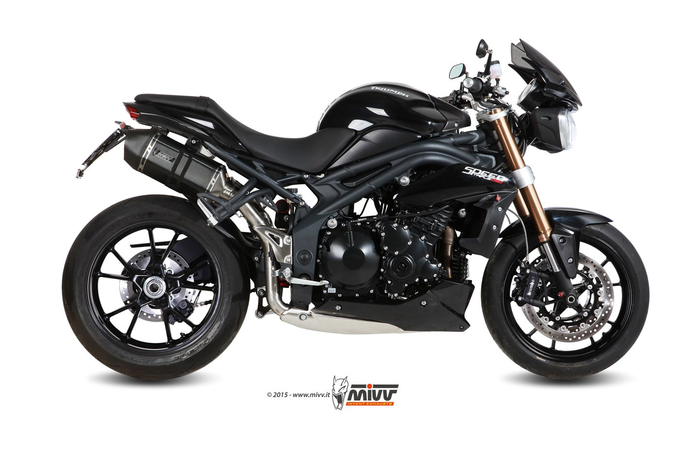 MIVV 2 Slip-on, Speed Edge Black, Standard Exhaust For Triumph Speed Triple 1050 2011-2015
