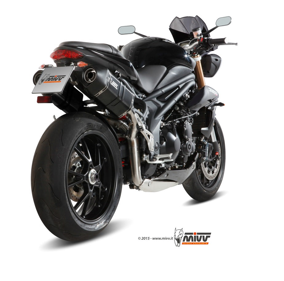 MIVV 2 Slip-on, Speed Edge Black, Standard Exhaust For Triumph Speed Triple 1050 2011-2015