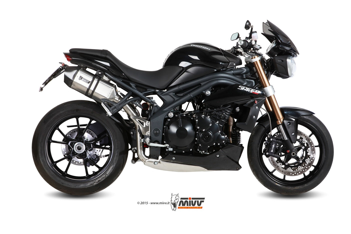 MIVV 2 Slip-on, Speed Edge Stainless Steel, Standard Exhaust For Triumph Speed Triple 1050 2011-2015