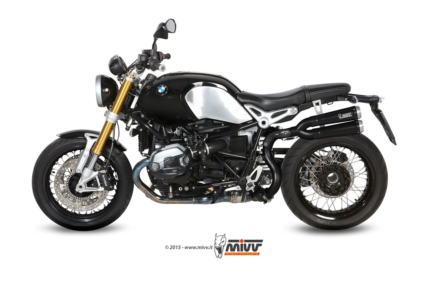 MIVV Slip-on, X-cone Black, Alto/High up Exhaust For BMW R NINE T 2014-2021