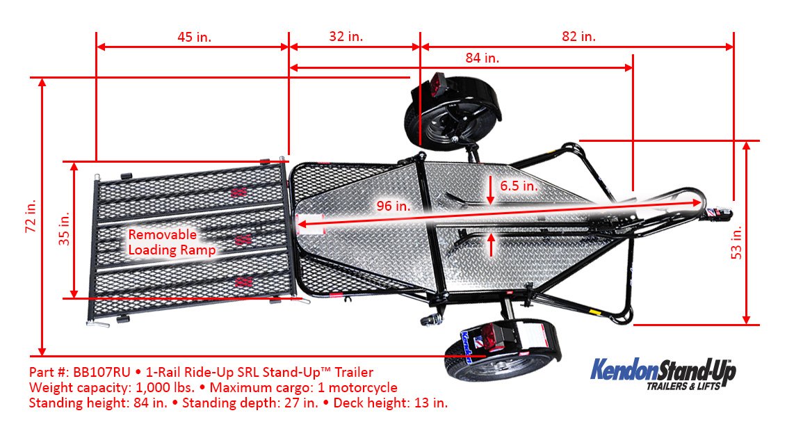 Kendon Single Ride-Up SRL Stand-Up™ Motorcycle Trailer