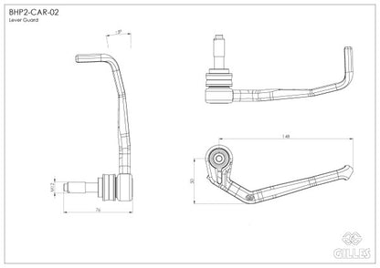 Gilles GT.Shield2 CARBON Lever Guards for the BMW S1000RR / S1000R / HP4 / R nineT, Kawasaki Ninja 400 (2022+)