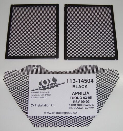 Cox Racing Radiator Guards for the Aprilia RSV Mille 1000 (99-03) and Tuono 1000 (03-05)