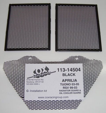 Cox Racing Radiator Guards for the Aprilia RSV Mille 1000 (99-03) and Tuono 1000 (03-05)