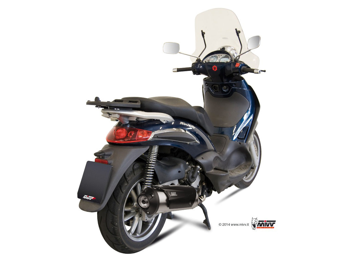 MIVV Slip-on, Urban Stainless Steel, Standard Exhaust For Aprilia Scarabeo 500 06-07 and Piaggio Beverly 500 04-06