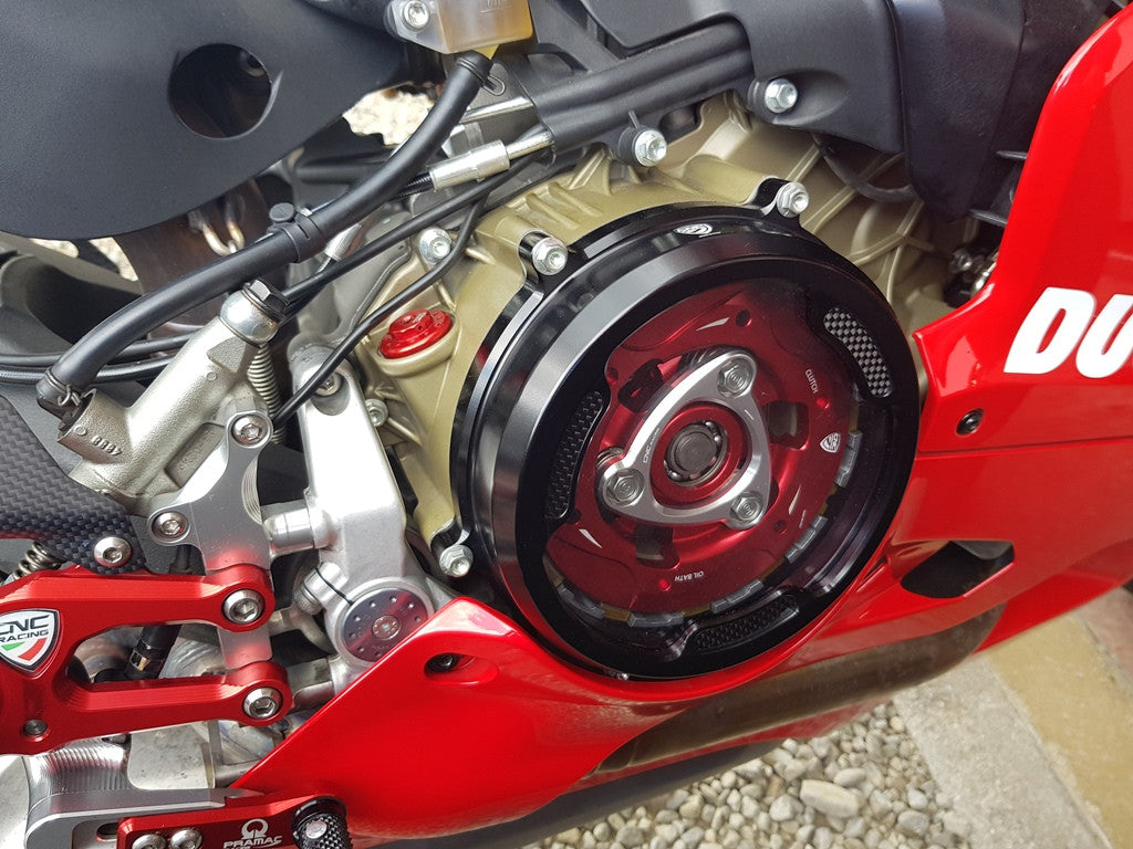 CNC Racing Clear Wet Clutch Cover With Carbon Inlay for the Ducati Panigale 1299/1199/959  Superleggera (and 899 too with modification)