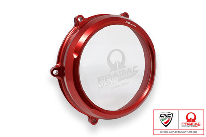 CNC Racing PRAMAC RACING LIMITED EDITION Clear Wet Clutch Cover for the Ducati Panigale / Streetfighter / Multistrada / Diavel V4 / S / Speciale