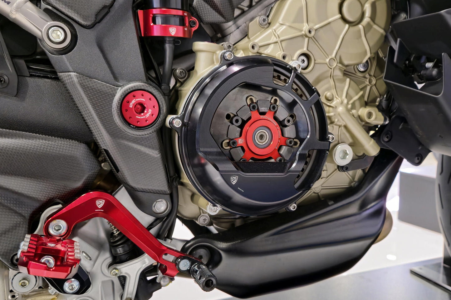 CNC Racing Billet OPEN Ducati V4 Dry Clutch Cover for the V4 Panigale R / SP, Streetfighter SP, and Multistrada RS