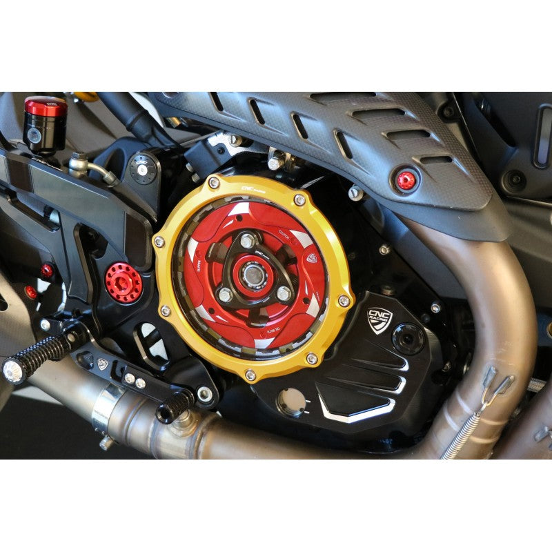 CNC Racing Clear Wet Clutch Cover for the Ducati Monster 937 (2021+) and Multistrada V2 (22-24)