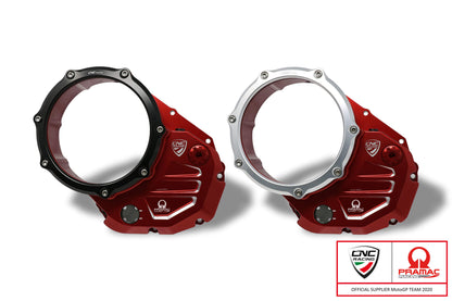 CNC Racing PRAMAC RACING LIMITED EDITION Clear Wet Clutch Cover for the Ducati Hypermotard 821 (2015) / 939 / 950, Multistrada 950, Supersport /S, Monster 821, Scrambler 1100