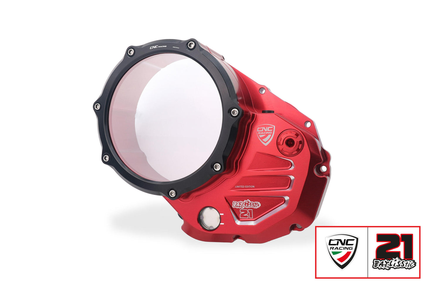 CNC Racing TROY BAYLISS LIMITED EDITION Clear Wet Clutch Cover for the Ducati Monster 937 (2021+) and Multistrada V2 (22-24)