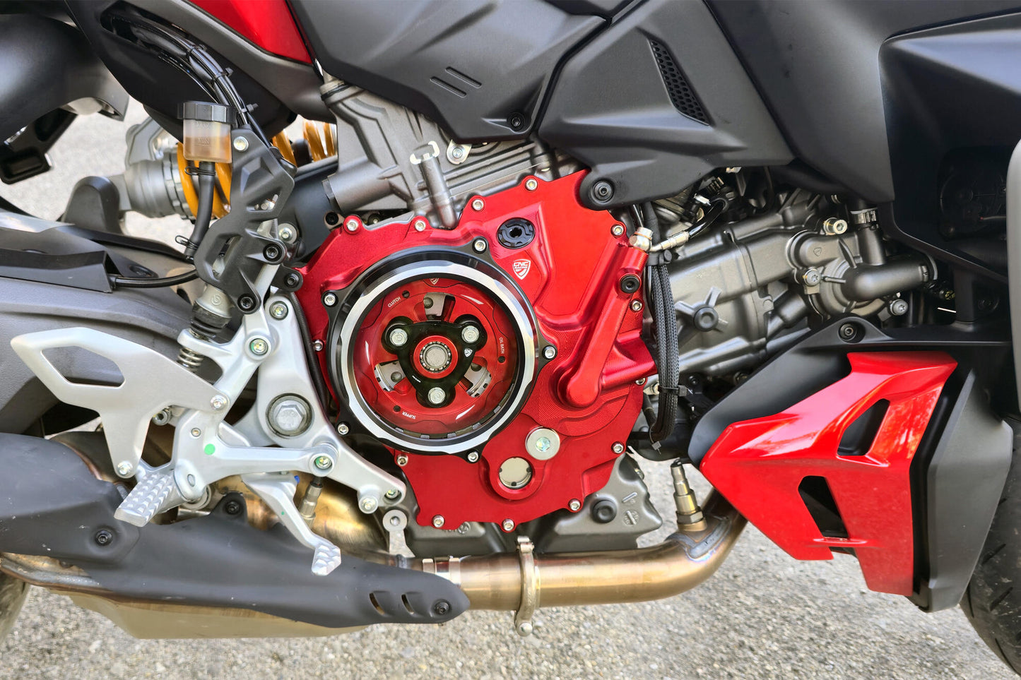 CNC Racing Clear Wet Clutch Cover for the Ducati Panigale, Streetfigter, and Multistrada V2 (2025+)