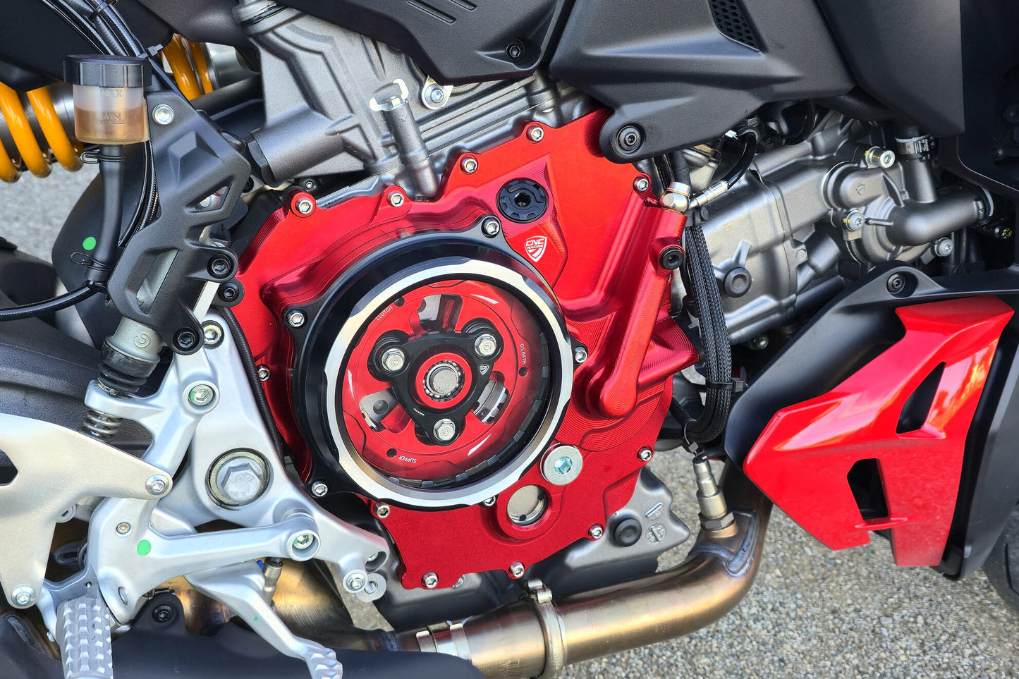CNC Racing Clear Wet Clutch Cover for the Ducati Panigale, Streetfigter, and Multistrada V2 (2025+)