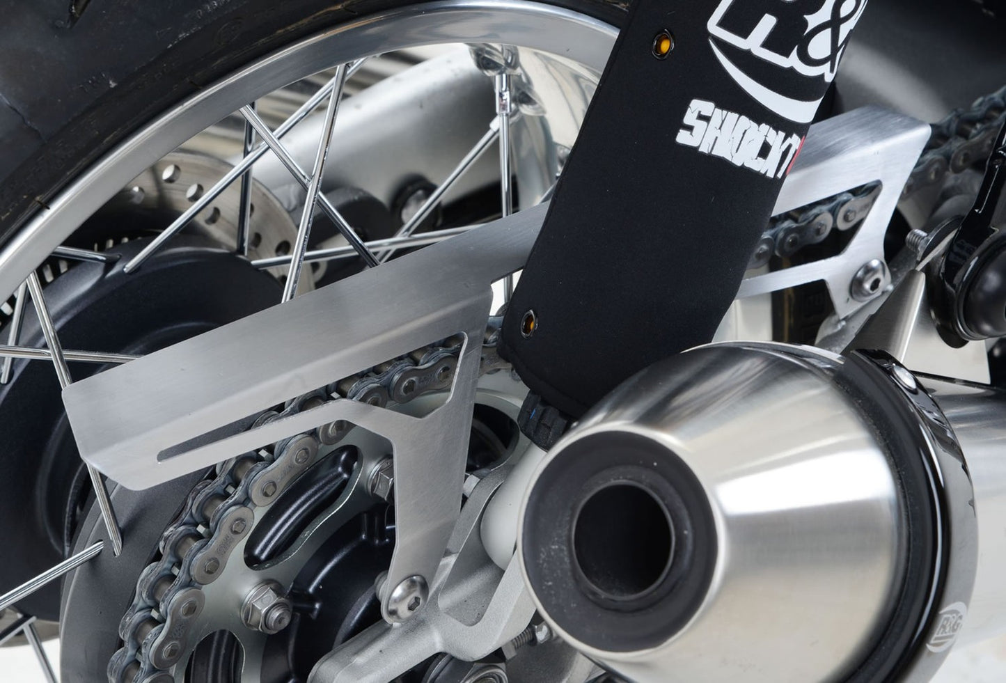 R&G Racing Brushed Stainless Chain Guard for the Triumph Thruxton 1200/Speed Twin '19-'22