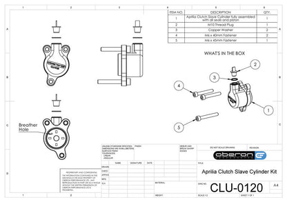 Oberon 30mm Aprilia Caponord 1000, Futura, Falco, RSV, Tuono and Kawasaki H2 models (all) Clutch Slave Cylinder
