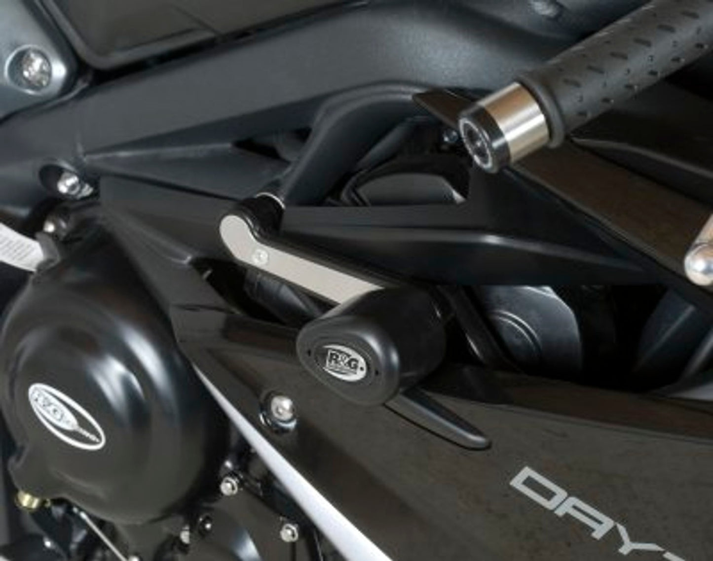 R&G Racing Aero no-cut Frame Sliders, RACE VERSION for Triumph 675 Daytona '13-'19