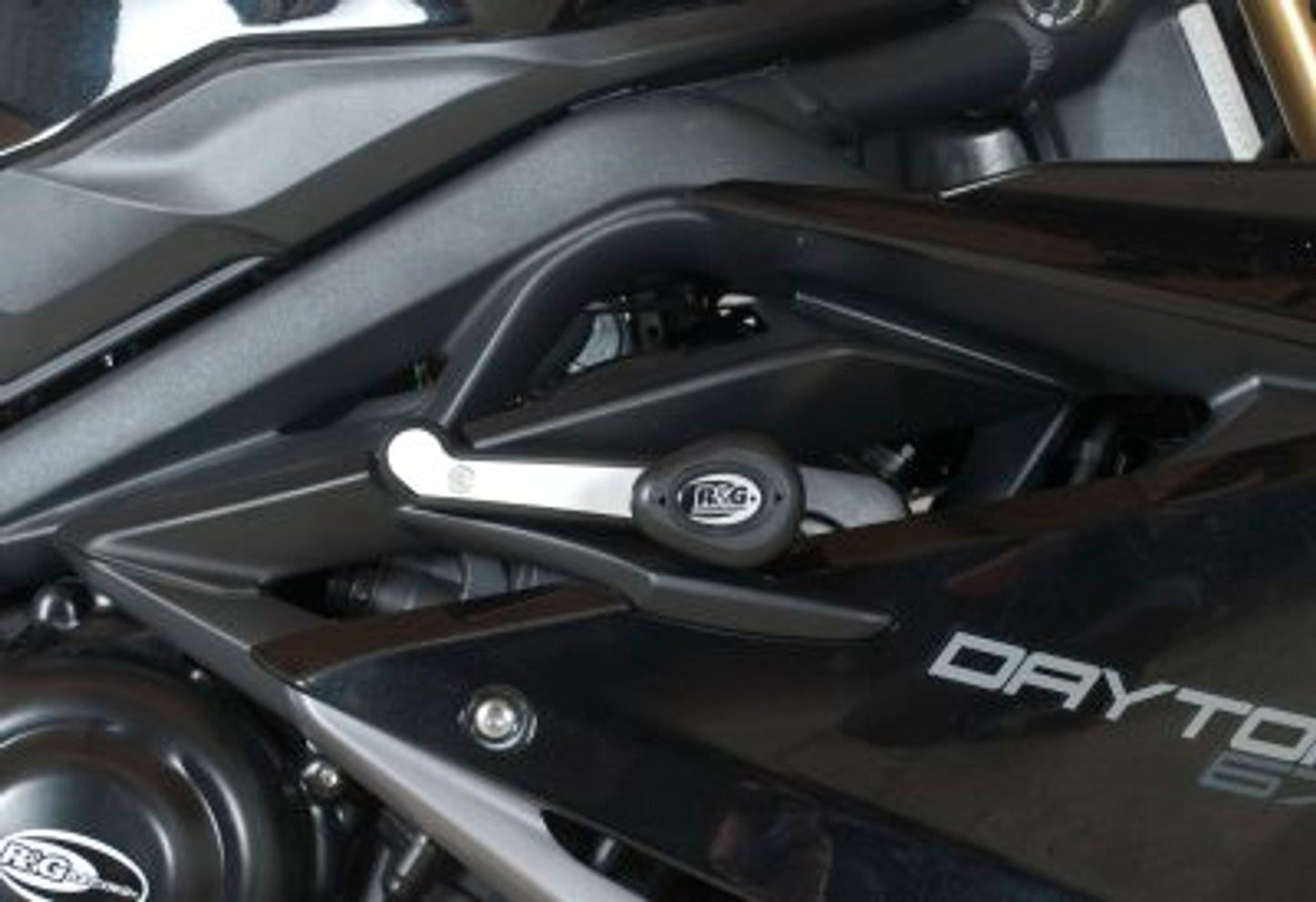 R&G Racing Aero no-cut Frame Sliders, RACE VERSION for Triumph 675 Daytona '13-'19