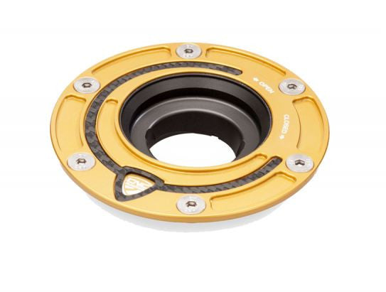 CNC Racing Aluminum with Carbon Inlay Gas Cap Flange for newer Ducati, MV Agusta, and Aprilia