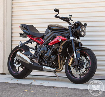 Motodemic Single LED and Round Halogen Headlight Conversion Kit for the 2012 Triumph Street Triple