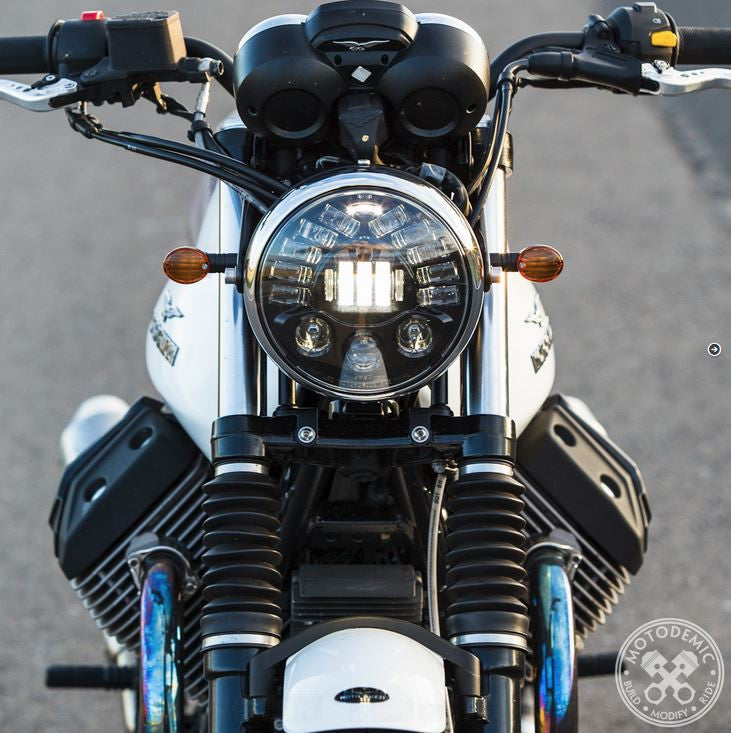 Motodemic LED Headlight Conversion Kit for the Moto Guzzi V7 /II / III,  Bellagio 940, and Griso 8V
