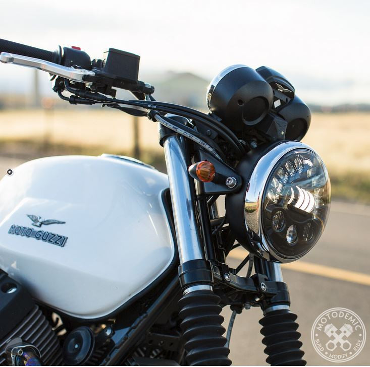 Motodemic LED Headlight Conversion Kit for the Moto Guzzi V7 /II / III,  Bellagio 940, and Griso 8V