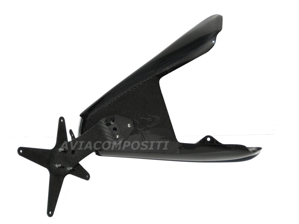 AviaCompositi Carbon Fiber License plate Mount Kit  for Tail For Single Muffler Exhaust for Ducati Hypermotard 1100 / Evo / 796
