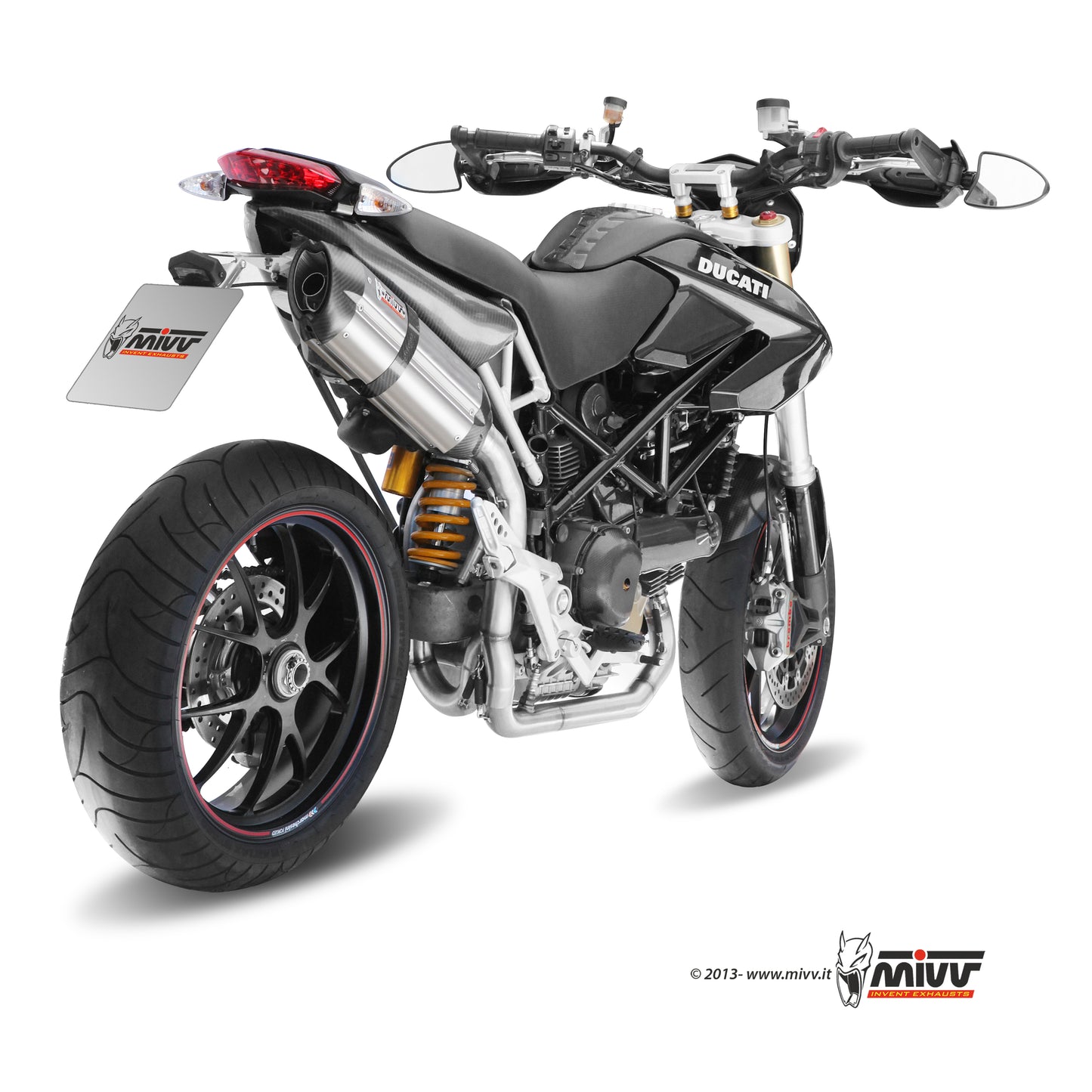 MIVV Slip-on, Suono Stainless Steel, Standard Exhaust For Ducati Hypermotard 1100 07-09, Hypermotard 1100 Evo 10-12