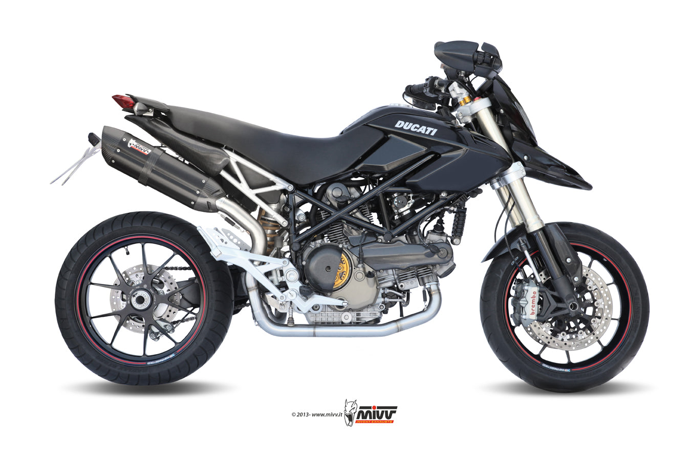 MIVV Slip-on, Suono Black, Standard Exhaust For Ducati Hypermotard 1100 07-09, Hypermotard 1100 Evo 10-12