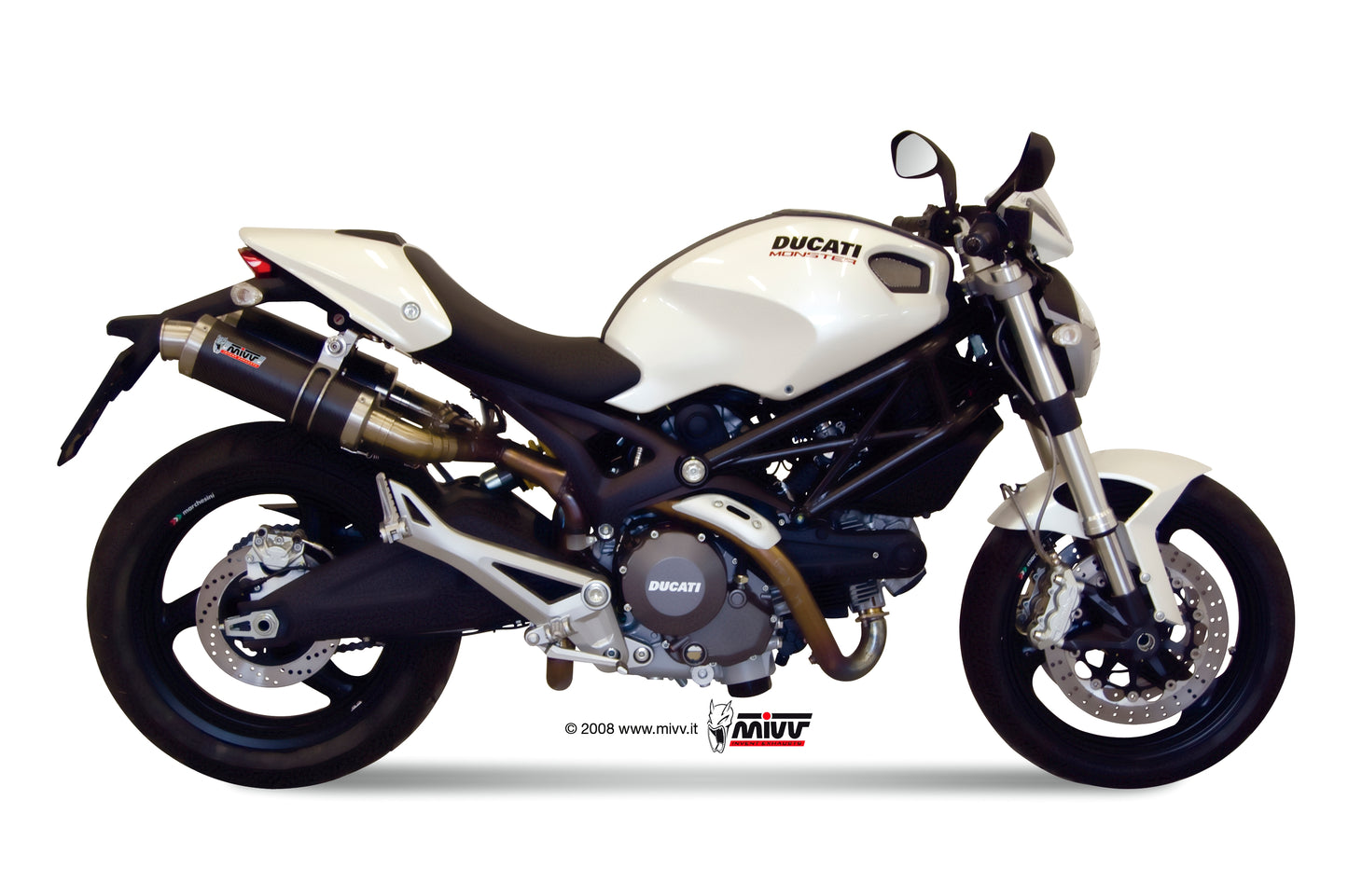 MIVV 2 Slip-on, GP Carbon, Standard Exhaust For Ducati Monster 696 2008-2014
