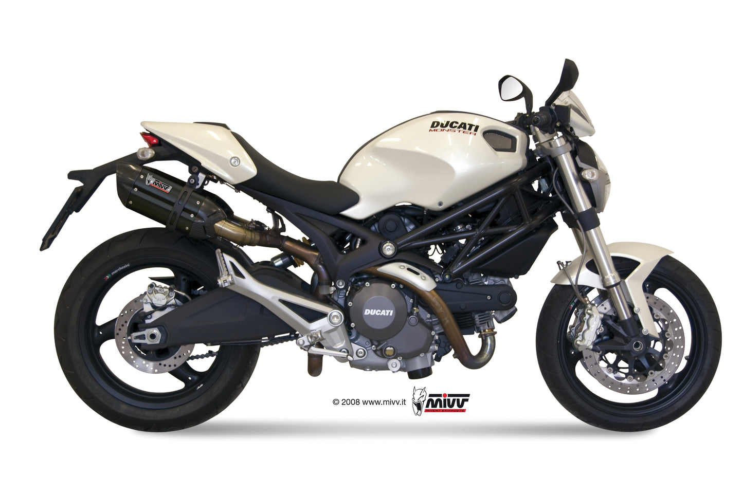 MIVV 2 Slip-on, Suono Black, Standard Exhaust For Ducati Monster 696 2008-2014