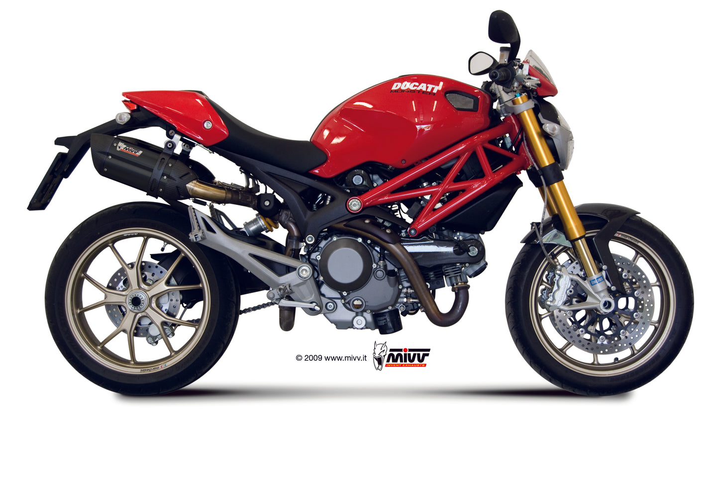 MIVV 2 Slip-on, Suono Black, Standard Exhaust For Ducati Monster 795 12-14, Monster 796 10-14, Monster 1100 08-10