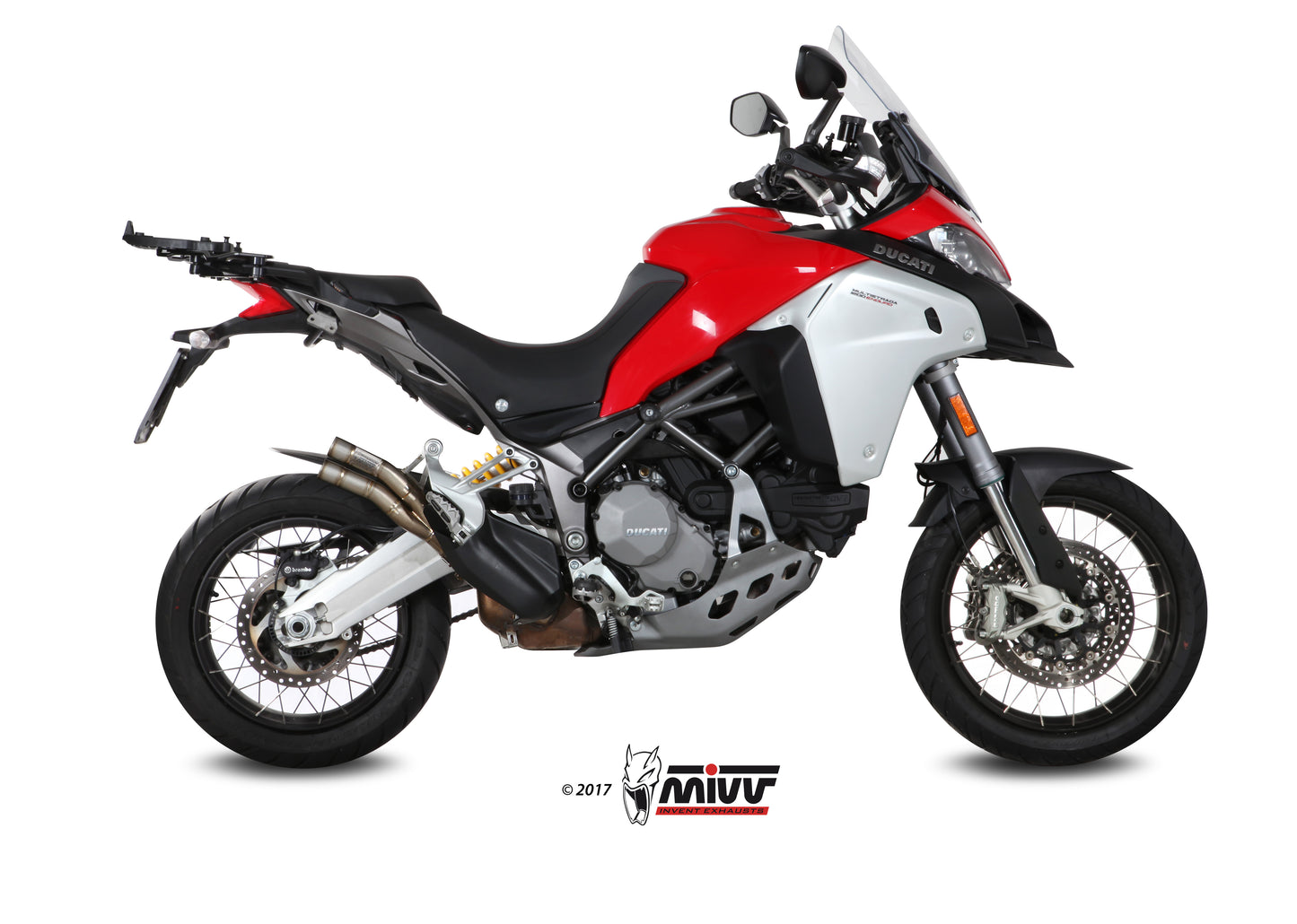 MIVV Slip-on, Double Gun Titanium, Standard Exhaust For Ducati Multistrada 950 17-21, Multistrada 1200 Enduro 16-18