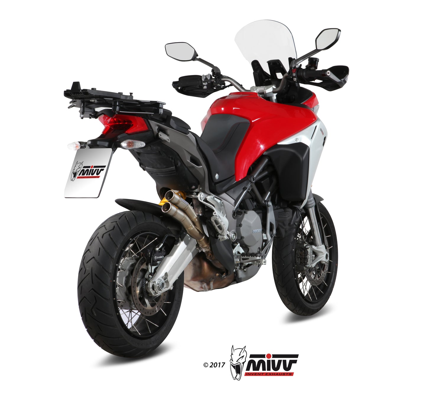 MIVV Slip-on, Double Gun Titanium, Standard Exhaust For Ducati Multistrada 950 17-21, Multistrada 1200 Enduro 16-18