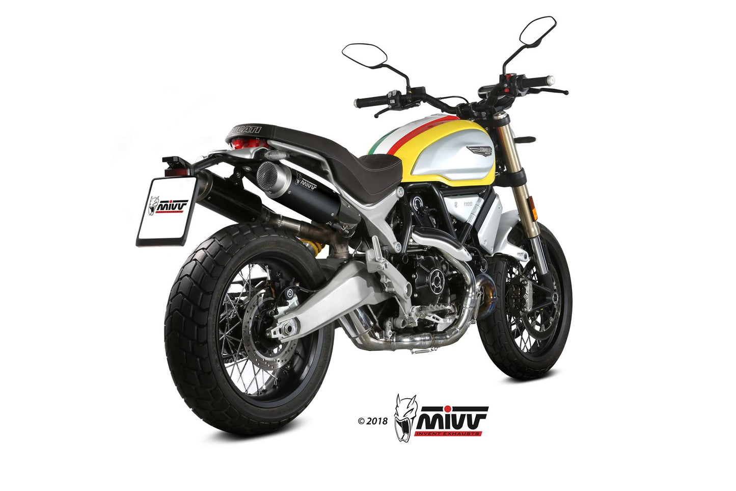 MIVV 2 Slip-on, GPpro Black, Standard Exhaust For Ducati Scrambler 1100 2018-2020