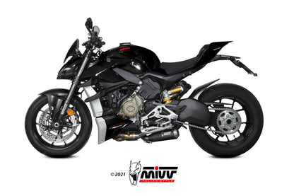 MIVV 2 Slip-on, X-M1 Black, Standard Exhaust For Ducati Streetfighter V4 2020-2021