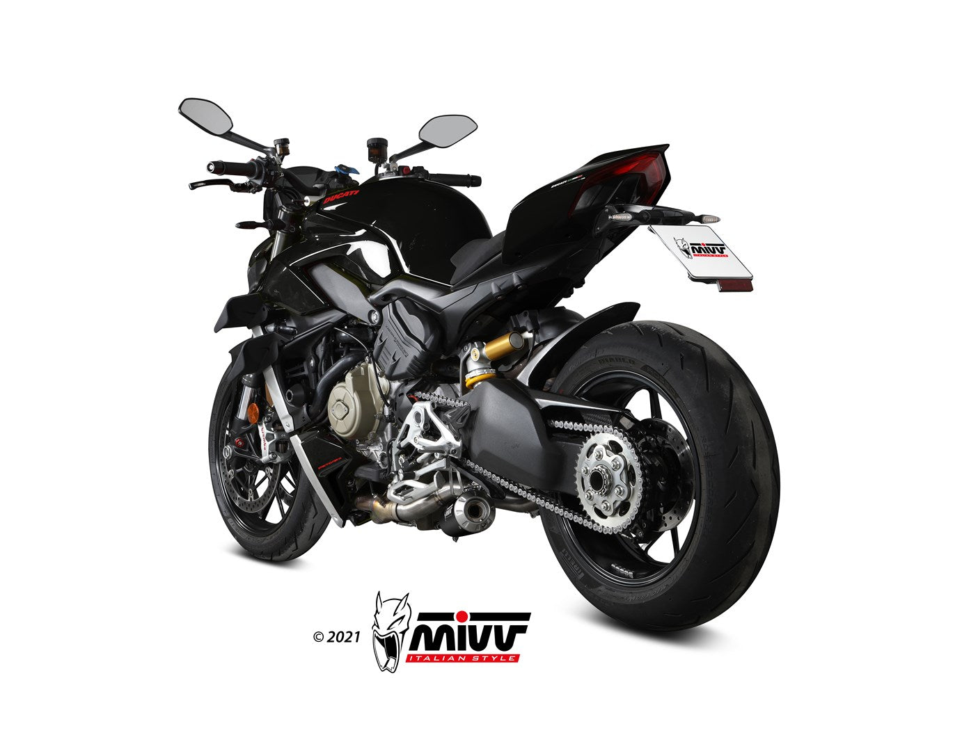 MIVV 2 Slip-on, X-M1 Black, Standard Exhaust For Ducati Streetfighter V4 2020-2021
