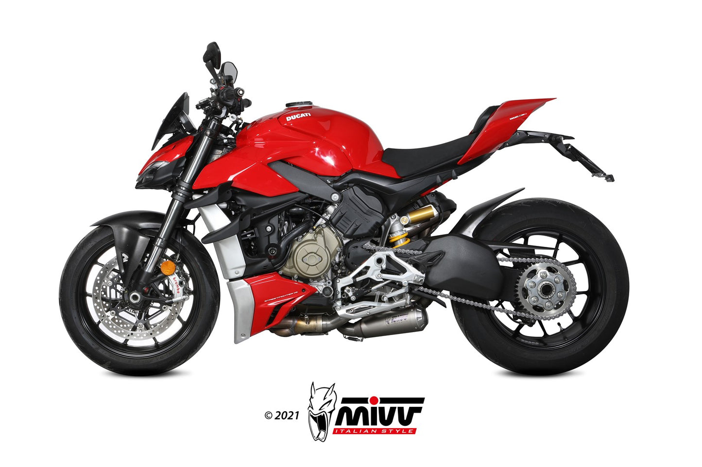 MIVV 2 Slip-on, X-M1 Titan, Standard Exhaust For Ducati Streetfighter V4 2020-2021