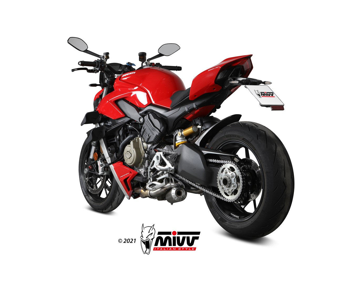 MIVV 2 Slip-on, X-M1 Titan, Standard Exhaust For Ducati Streetfighter V4 2020-2021