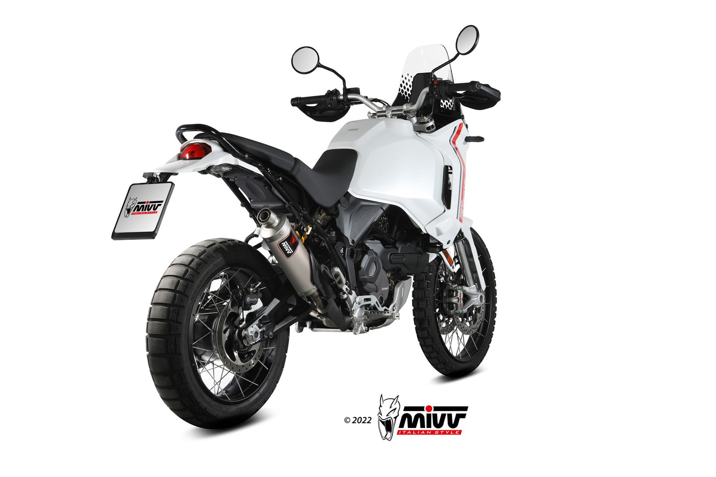 MIVV Slip-on, Dakar Titanium, Standard Exhaust For Ducati DesertX 2022-2023