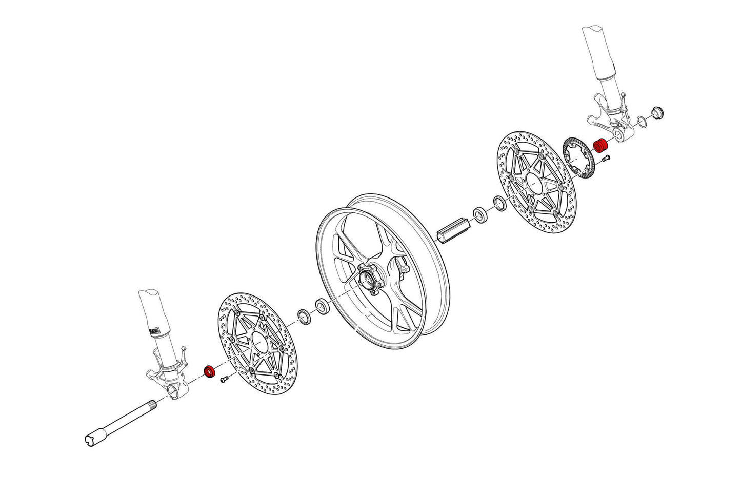 CNC Racing Large Front Wheel Captive Spacer Kit for Ducati Panigale (all) / Streetfighter V4 (2018+) / V2 (20-24)