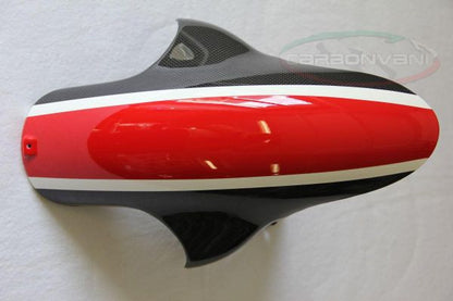 CARBONVANI - DUCATI MONSTER M696 / M796 / M1100 CARBON FIBER FRONT MUDGUARD (DUCATI CORSE (White/Red/White) 1098 STYLE)