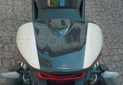 CARBONVANI - DUCATI MONSTER M1100 / M796 / M696 CARBON FIBER / WHITE TAIL (PILLION SEAT COVER)