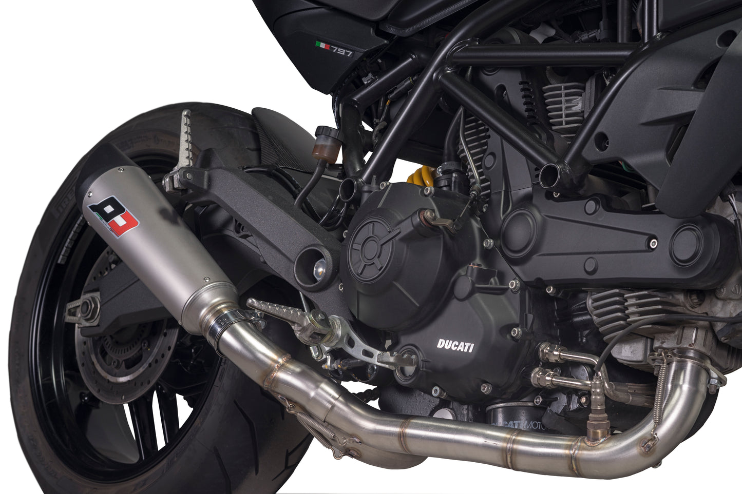QD Exhaust Full System with Tri-Cone or Max-Cone Muffler for Monster 797